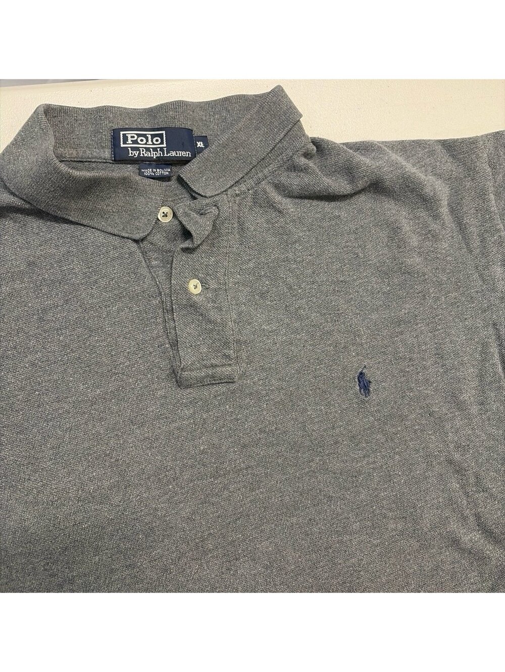 Polo by Ralph Lauren Mens XL Gray Short Sleeve Polo Shirt Navy Pony Logo